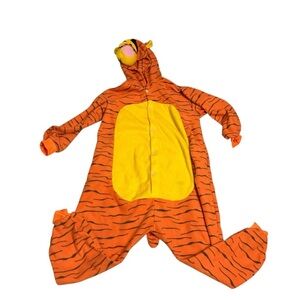 Tiger Striped Orange and Yellow Kids Footie Pajamas